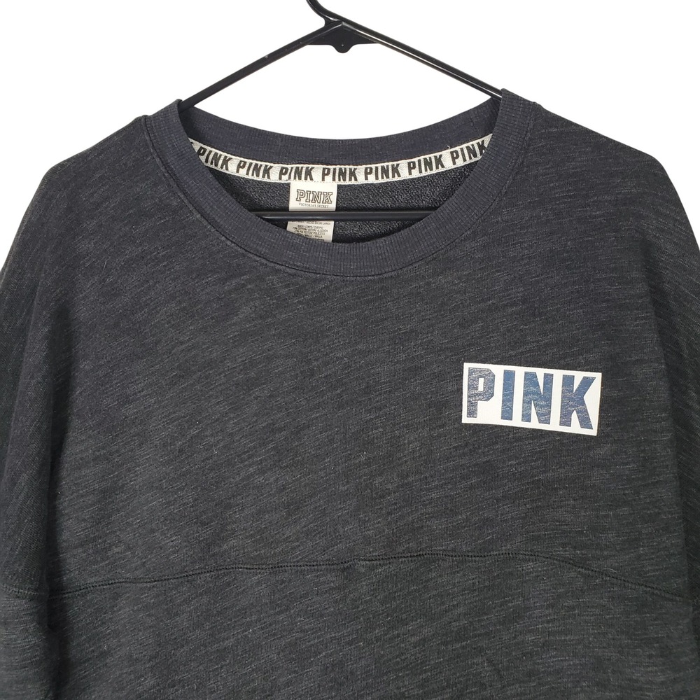 PINK Victoria's Secret Spirit Jersey Pullover Gray Neon Green Mesh Stripe Medium